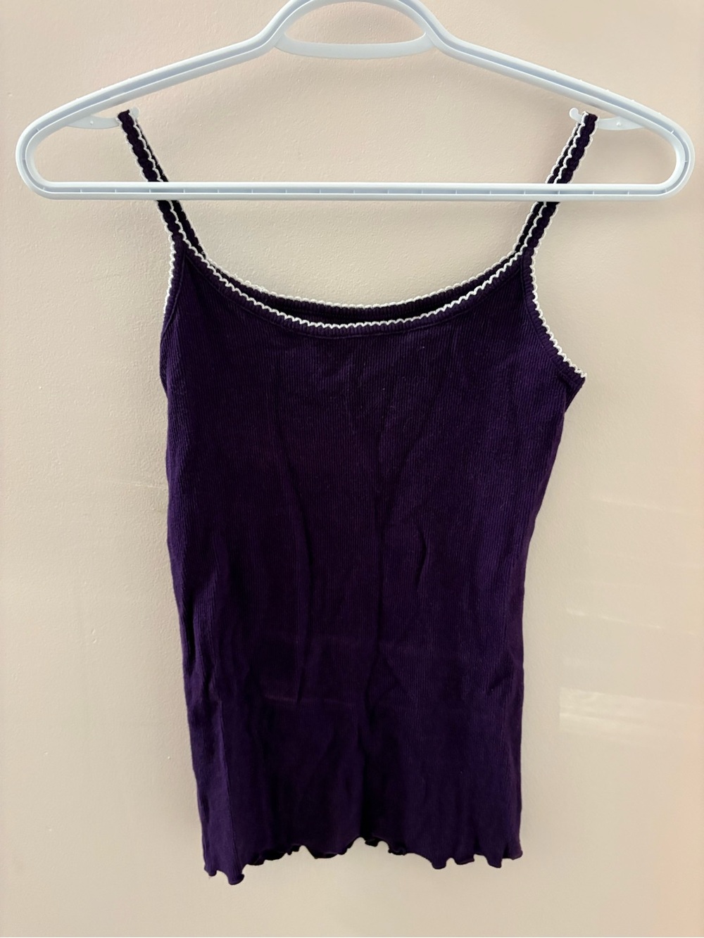 Women’s Purple Ribbed Cami Tank with Contrast Trim